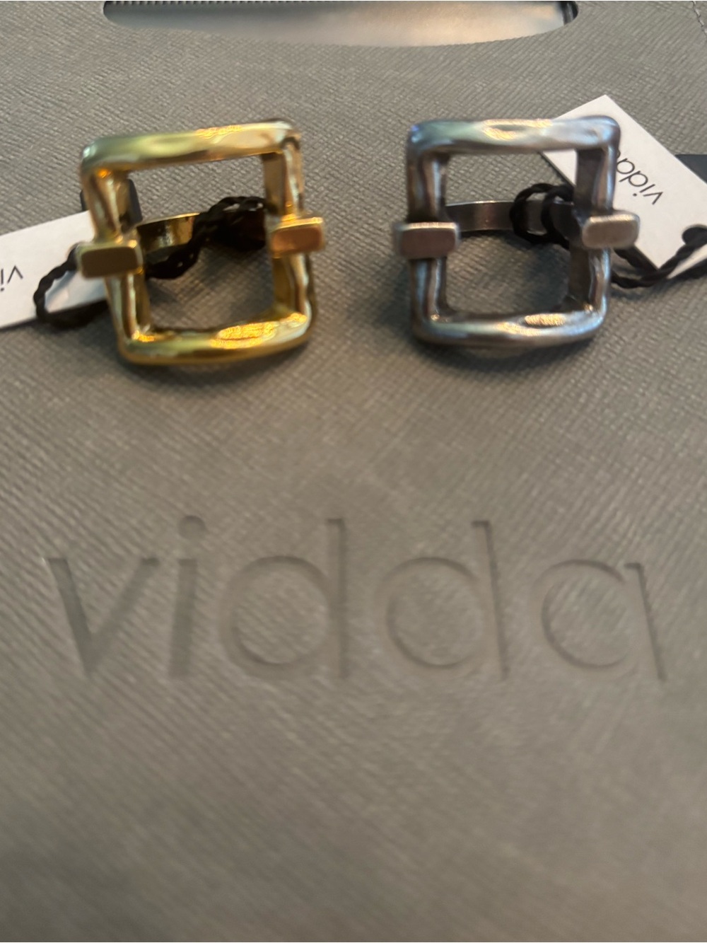 New Vidda Square Buckle Ring in Gold or Silver. Gorgeous A piece of Art Jewelry